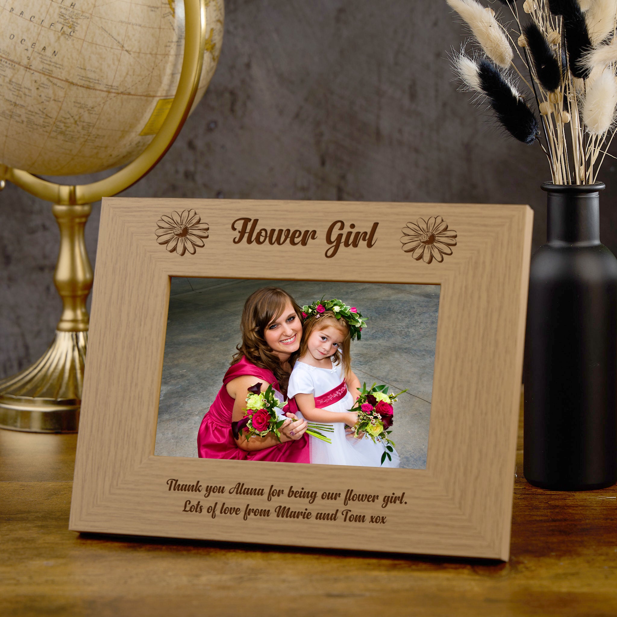 Personalised Flower Girl Wooden Photo Frame Gift Photo Frame ukgiftstoreonline