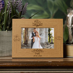 Personalised Mr and Mrs Love Birds Wooden Wedding Photo Frame Gift