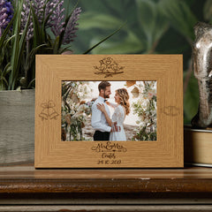Personalised Mr and Mrs Love Birds Wooden Wedding Photo Frame Gift