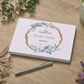 Personalised Wedding Guest Book With Green Leaves and Twigs Design