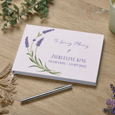 Personalised Memory Funeral Book Remembrance Guest Book With Lavender Hard Cover 80 Pages Guest Book ukgiftstoreonline