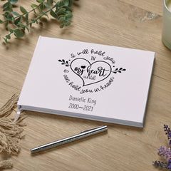 Personalised I will hold you in my heart Memorial Remembrance Guest book