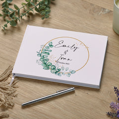 Personalised Wedding Guest Book With Eucalyptus Wreath