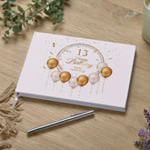 Personalised 13th Birthday Guest Book With Gold Balloons