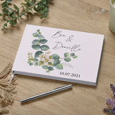 Personalised Eucalyptus Design Wedding Lined Guest Book Hard Cover 80 Page