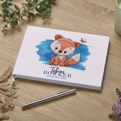 Personalised Baby Boy Cute Fox Design Guest Book