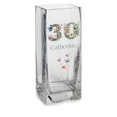 Personalised 30th Birthday Flower Vase Gift Present With Floral Numbers
