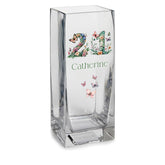 Personalised 21st Birthday Flower Vase Gift Present With Floral Numbers