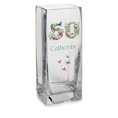 Personalised 50th Birthday Flower Vase Gift Present With Floral Numbers Personalised Flower Vase ukgiftstoreonline