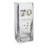 Personalised 70th Birthday Flower Vase Gift Present With Floral Numbers