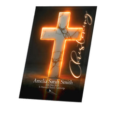 Personalised Christening Keepsake Plaque Gift With Marble Cross Glow