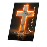 Personalised Communion Keepsake Plaque Gift With Marble Cross Glow