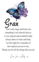 Personalised Gran Gift Beautiful Night Lamp With Wood Base and Sentiment