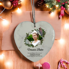 Large Hanging Ceramic Heart Christmas Memorial Decoration-Granddaughter Personalised Heart Gifts ukgiftstoreonline