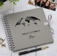 Personalised Grey Adventures Holiday Love Scrapbook Photo Album Scrapbook ukgiftstoreonline Black