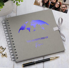 Personalised Grey Adventures Holiday Love Scrapbook Photo Album Scrapbook ukgiftstoreonline Blue