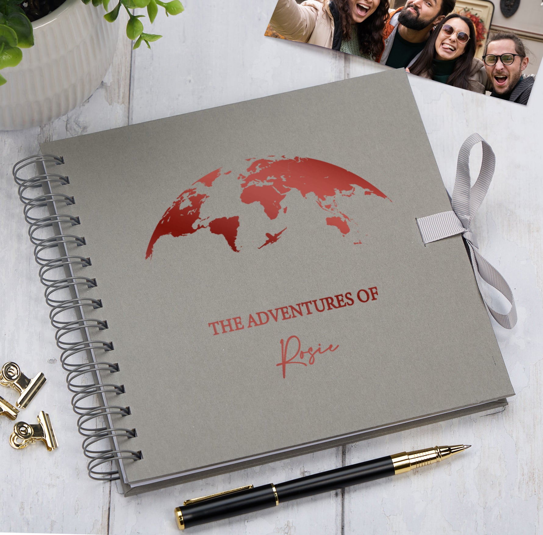 Personalised Grey Adventures Holiday Love Scrapbook Photo Album Scrapbook ukgiftstoreonline Red