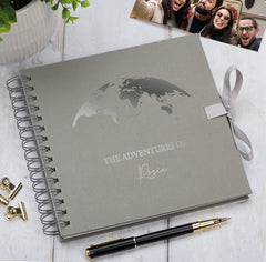 Personalised Grey Adventures Holiday Love Scrapbook Photo Album Scrapbook ukgiftstoreonline Silver