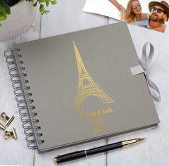 Personalised Paris, France Multiple Colour Scrapbook Photo Album Memory Keepsake Gift Scrapbook ukgiftstoreonline Grey