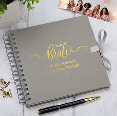Personalised Team Bride Multiple Colour Guest Book Scrapbook or Photo Album Scrapbook ukgiftstoreonline Grey