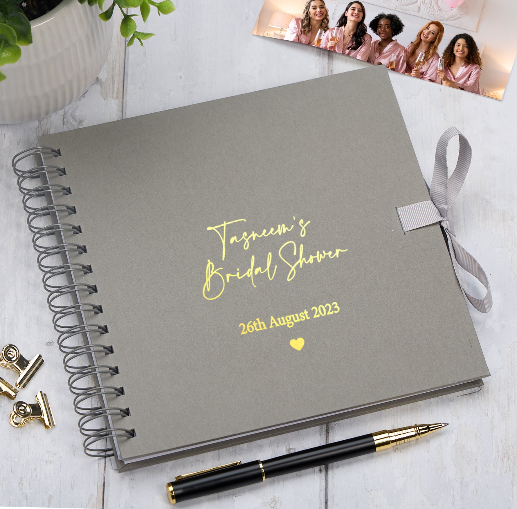 Personalised Bridal Shower Multiple Colour Guest Book Scrapbook or Photo Album Scrapbook ukgiftstoreonline Grey
