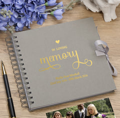 Personalised Memorial Funeral Guest Book Multiple Colours Scrapbook or Photo Album Gift