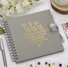 Personalised Baby Record Book, Multiple Colour Scrapbook or Photo Album With Elephants