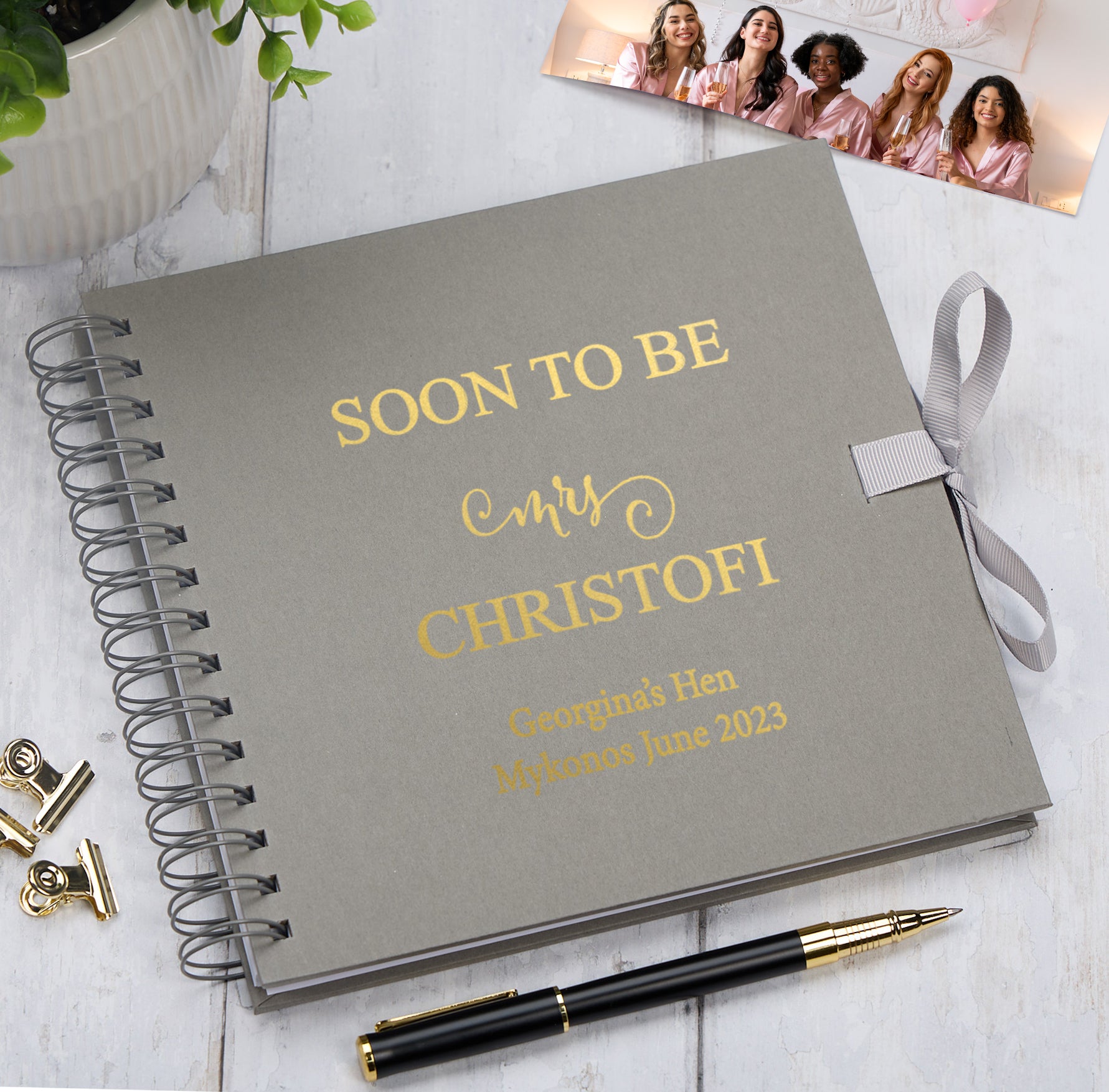 Personalised Soon To Be MRS Multiple Colour Hen Night Do Guest Book Scrapbook Photo Album Scrapbook ukgiftstoreonline Grey