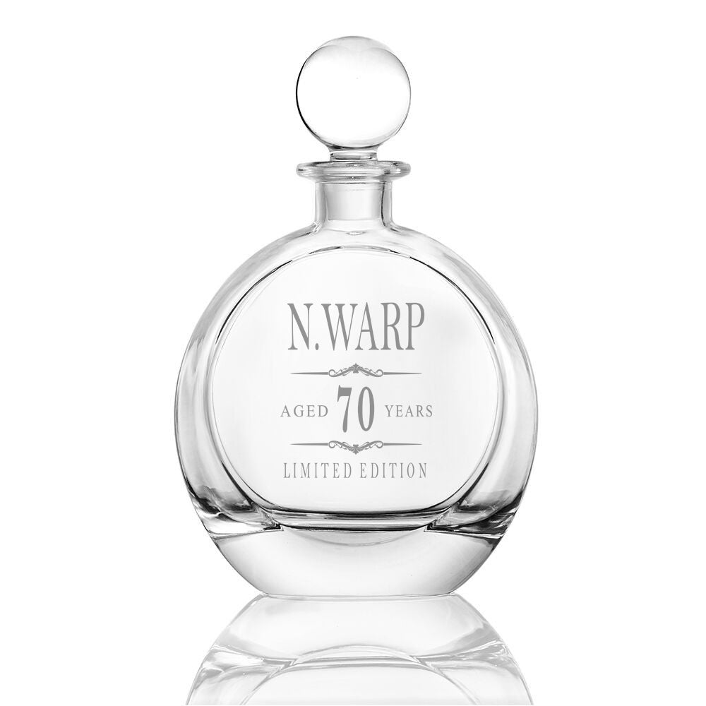 Personalised Round Glass Whiskey Decanter with Stopper Birthday Gift Whiskey Decanter ukgiftstoreonline