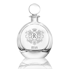 Personalised Monogram Round Glass Whiskey Decanter with Stopper Gift