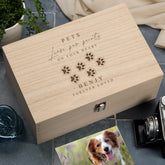 Personalised Engraved Pet Loss Memorial Keepsake Box Leave Pawprints On Your Heart