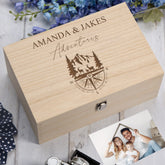 Personalised Engraved Holiday Travel Adventures Keepsake Box With Compass