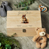 Personalised Large Baby Wooden Memories Keepsake Box Gift With Squirrel