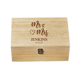 Personalised Large Wedding Mr and Mrs Heart Wooden Memories Keepsake Box