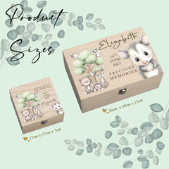 Personalised Wooden Baby Memory Keepsake Box With Woodland Animals