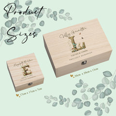 Personalised Wooden Baby Memory Keepsake Box With Woodland Alphabet