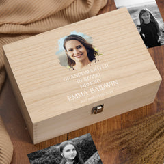 Personalised Granddaughter In Loving Memory Remembrance Wooden Keepsake Box With Photo