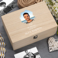 Personalised Son In Loving Memory Remembrance Wooden Keepsake Box With Photo