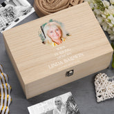 Personalised Wife In Loving Memory Remembrance Wooden Keepsake Box With Photo