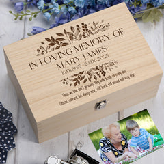 Personalised Wooden Memorial Keepsake Memory Box Remembrance Bereavement Gift Engraved
