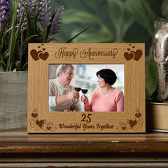 Happy 25th Anniversary Wooden Photo Frame Gift Anniversary Photo Frame ukgiftstoreonline