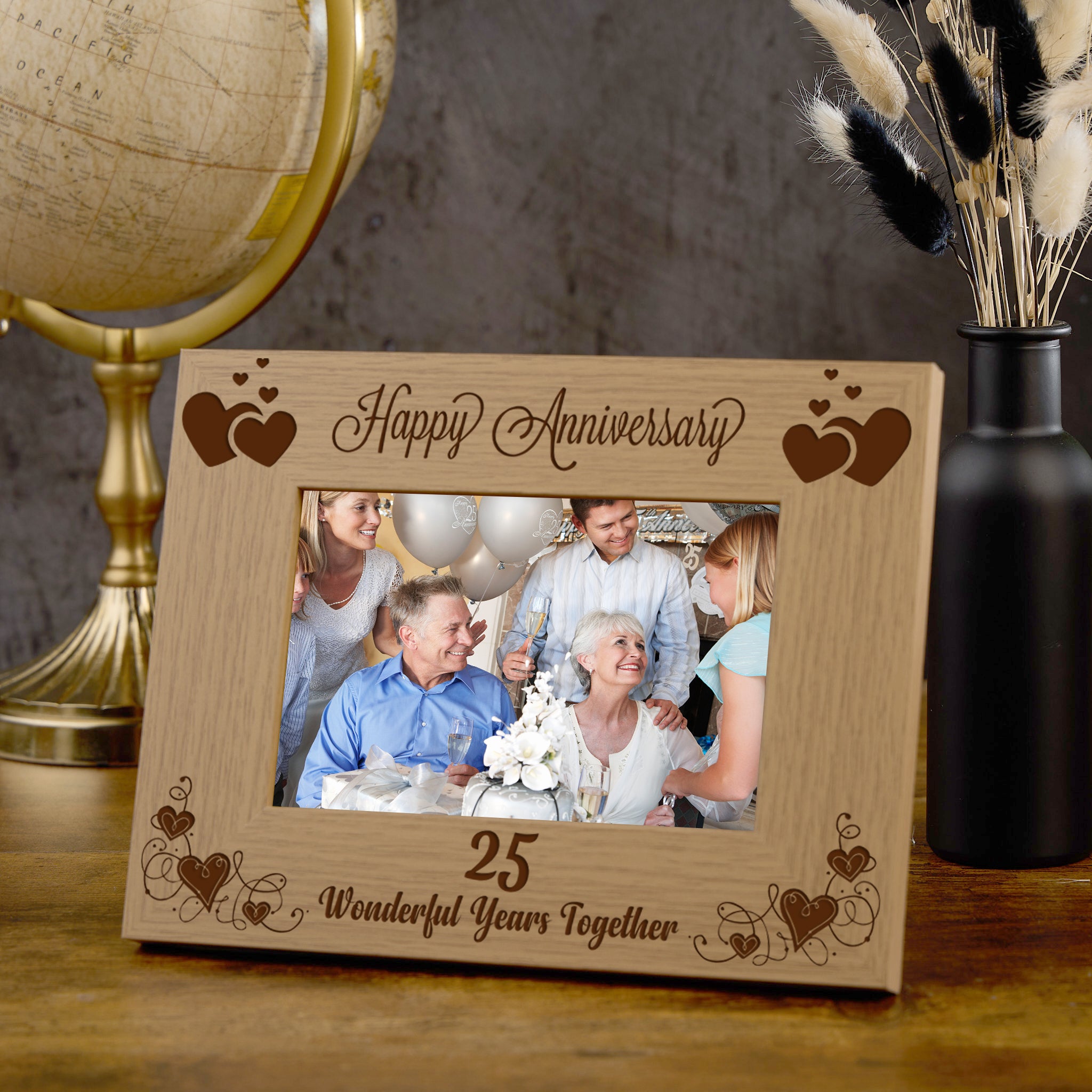 Happy 25th Anniversary Wooden Photo Frame Gift Anniversary Photo Frame ukgiftstoreonline
