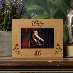 Happy 40th Birthday Wooden Photo Frame Gift Birthday Photo Frame ukgiftstoreonline