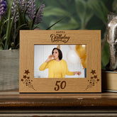 Happy 50th Birthday Wooden Photo Frame Gift