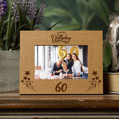 Happy 60th Birthday Wooden Photo Frame Gift