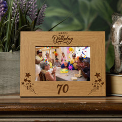 Happy 70th Birthday Wooden Photo Frame Gift Birthday Photo Frame ukgiftstoreonline