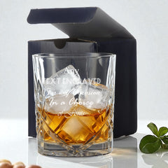 Customised Bespoke Personalised Crystal Cut Whisky Glass Any Text Engraved