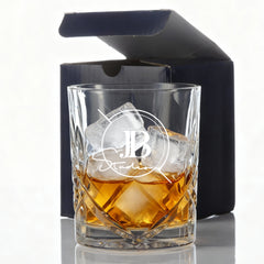 Customised Bespoke Crystal Cut Whisky Glass Any Logo Engraved