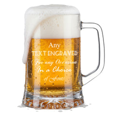 Customised Bespoke Beer Tankard Glass Any Text Engraved
