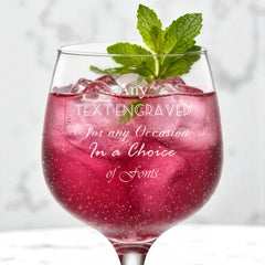Customised Bespoke Gin and Tonic Balloon Cocktail Glass Any Text Engraved